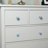 Round Ceramic Cabinet Knob Cupboard Door Drawer Handles Light Blue Stripe