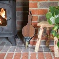 Fireplace Wood Bellows Large Indoor Log Fire Air Blower Tool 175mm Dark Wood