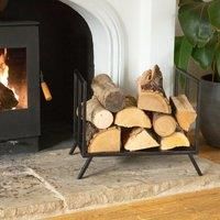 Fireside Log Storage Rack Indoor Wood Burner Metal Store Holder 480mm Black