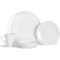 16pc Dining Set White Crockery - Dinner Plates, Side Plates, Cereal Bowls, Mugs