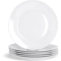 White Dinner Plates Wide Rimmed Plate. Porcelain Tableware Crockery 300mm - x6