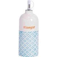 Nicola Spring Porcelain Vinegar Dispenser Bottle in Blue/Orange Pattern Print - 500ml