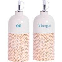 2 Piece Hand-Printed Oil & Vinegar Pourer Bottles Set Kitchen Tools 500ml