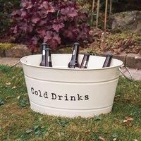 Vintage Metal Large Drinks Bucket Champagne Bar Beer Chiller 48.5cm Cream