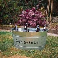 Large Drinks Bucket Beer Wine Ice Party Cooler Vintage Metal Handles Silver