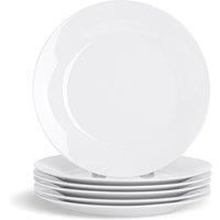 White Dessert Dinner Plates Wide Rimmed. Porcelain Crockery - 190mm - x24