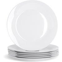 White Dinner Plates Wide Rimmed Plate. Porcelain Tableware Crockery 267mm - x6
