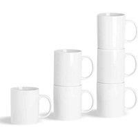 White Mugs Tea Coffee Cups Straight Sided Porcelain Set - 285ml (10oz) - x6