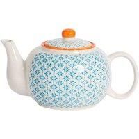 Ceramic Teapot Porcelain Vintage Style Herbal Tea Serving Pot 820ml, Blue Orange