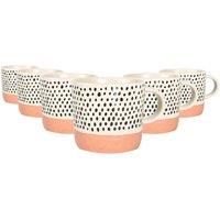 Nicola Spring Ceramic Dipped Dots Coffee Mugs - 385Ml - Pink - Pack Of 6, Pink