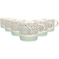 Nicola Spring Ceramic Dipped Dots Coffee Mugs - 385Ml - Blue - Pack Of 6, Blue