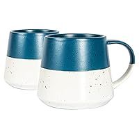 Nicola Spring Ceramic Coffee Mugs Set - 370ml - Pack of 2 Navy Dipped Flecked Stoneware Coffee Cups Dishwasher & Microwave Safe Large Tea Mugs for Hot Drinks, Hot Chocolate, Coffee, Tea