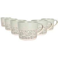 Nicola Spring Ceramic Dipped Dash Coffee Mugs - 475Ml - Grey - Pack Of 6, Grey