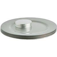 12 Piece Metallic Charger Plates Set Luxe Table Under Plate Coasters Silver