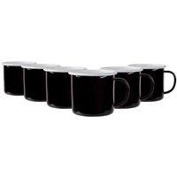 6x Coloured Enamel Mugs Metal Camping Tea Hot Drinks Cups Set 375ml Black