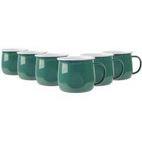 6x Coloured Enamel Belly Mugs Metal Camping Tea Coffee Cups Set 375ml Green