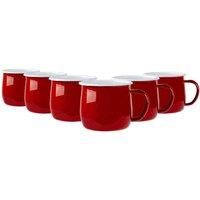 6x Coloured Enamel Belly Mugs Metal Camping Tea Coffee Cups Set 375ml Red