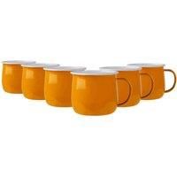 6x Coloured Enamel Belly Mugs Metal Camping Tea Coffee Cups Set 375ml Yellow