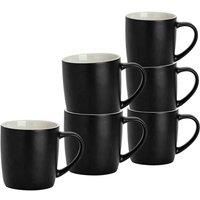 6pc Matt Tea Coffee Mug Set Porcelain Cappuccino Latte Mugs 340ml
