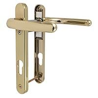 Fab & Fix - UPVC Hardex Gold (Polished Brass) Windsor Door Handle Set, 92mm PZ, Lever/Lever, 122mm Screw Centres for External Doors