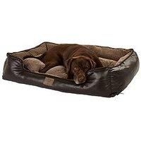 Bunty Tuscan Luxury Faux Leather Soft Fur Fleece Large Dog Bed Pet Cat Basket - X-Large