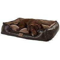 Bunty Tuscan Luxury Faux Leather Soft Fur Fleece Large Dog Bed Pet Cat Basket - X-Large