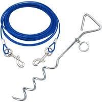 Pet Dog Puppy Outdoor Tie Out Lead Leash Extension Wire Cable Metal Stake Anchor
