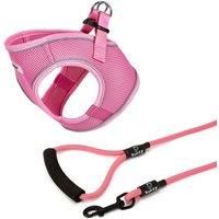 Bunty Voyage Harness Small Pink and Clip-on Rope Lead Medium Pink