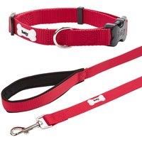 Bunty Middlewood Nylon Dog Collar and Middlewood Lead in Red - Small