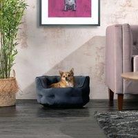 Bunty Monarch Small Dog Bed - Large Cat & Pet Basket for Puppy to Medium Dogs, Washable, Durable, Tear Resistant Faux Suede, Soft Plush Calming, Grey, 50x47x29cm
