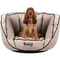 Bunty /'Oyster/' Dog Bed Medium - Open Face Dog Sofa Bed - Calming Dog Bed with High Sides, Thick Cushioning, Warm Luxurious Stuffing - Dog Beds Washable Basket in Cream & Light Grey