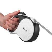 Bunty Retractable Dog Lead - Instant Lock System, Stainless Steel Retractor, Soft Rubber Handle, Strong Nylon Dog Leash - Small to Medium Extendable Dog Lead, 40kg, 8m Long, White