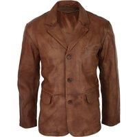 Mens Real Leather Jacket Black Smart Casual Classic Blazer Retro Vintage