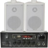 110W Bluetooth Amplifier & 2x 60W White Wall Speakers Wireless Bedroom HiFi Kit