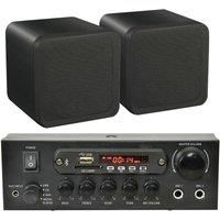 110W Bluetooth Amplifier & 2x 80W Black Shelf Speakers Compact Wireless HiFi Kit