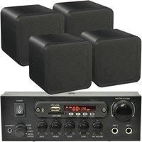 110W Bluetooth Amplifier & 4x 80W Black Speakers Background Wireless HiFi Kit