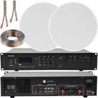 400W Stereo Bluetooth Sound System | 2 Channel HiFi Amplifier Amp Kit | 2x 6.5” 100W Low Profile Ceiling Mount Speaker | Powerful Loud Wireless Music Streaming