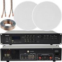 400W Stereo Bluetooth Sound System | 2 Channel HiFi Amplifier Amp Kit | 2x 8” 120W Low Profile Ceiling Mount Speaker | Powerful Loud Wireless Music Streaming | Bar Restaurant Home Audio | Echo Alexa