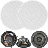 2x (Pair) 6.5” 100W 2 Way Low Profile Ceiling Speaker - 100V & 8Ohm - Wall Mount Slim - Loops