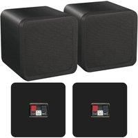 Loops Wireless/Bluetooth Amplifier & 2x Black 80W Background Shelf Speaker Kit – Home Cinema HiFi Amp