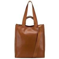 Smooth Leather Tote Shoulder Bag