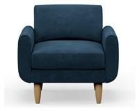 Hutch Velvet Round Arm Armchair - Ink Blue