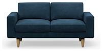 Hutch Velvet Block Arm 2 Seater Sofa - Ink Blue