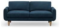 Hutch Velvet Round Arm 3 Seater Sofa - Ink Blue