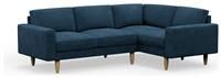 Hutch Velvet Block Arm 4 Seater Corner Sofa - Ink Blue