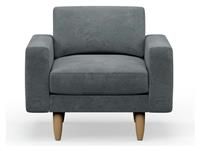 Hutch Velvet Block Arm Armchair - Slate Grey