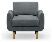 Hutch Velvet Round Arm Armchair - Slate Grey