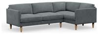 Hutch Slim Velvet Curve Arm 5 Seater Corner Sofa- Slate Grey