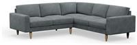 Hutch Plus Velvet Block Arm 5 Seater Corner Sofa- Slate Grey
