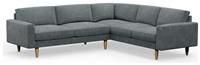 Hutch Velvet Block Arm 6 Seater Corner Sofa - Slate Grey